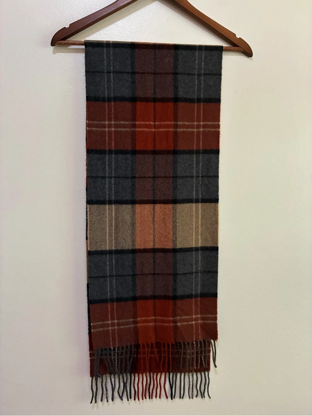 Jos. A. Bank Rust, Tan & Charcoal Plaid Cashmere Scarf